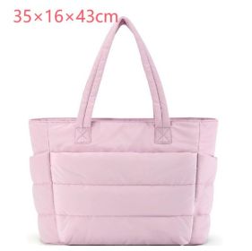 Women's Cotton Handbag Large Zipper Travel Essential (Option: Pink-35x16x43cm)