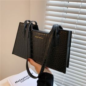 Spring And Summer New Fashion Shoulder Portable Small Square Bag (Color: Black)