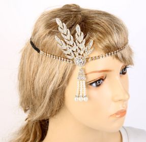 Pearl necklace tiara (Color: Gold)