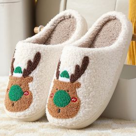 Christmas Shoes Winter Home Slippers Elk Soft Cozy Bedroom Slipper Slip On House Shoes (Option: Green-37to38)
