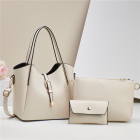 Large Capacity Totes Three-piece Portable Shoulder Bag (Color: Beige)