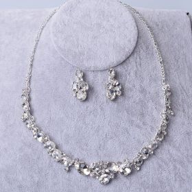 TL138 bridal jewelry alloy plating, Rhinestone Necklace, earring set, wedding dress accessories wholesale (Option: Earrings-White)