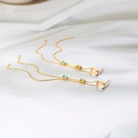 925 Pure Silver Natural Powdery Olivine Topaz Fringed Set Jewelry (Option: Silver-Earrings)