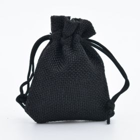Manufacturers Wholesale Drawstring Linen Bag Mini Rope Linen Jewelry Packaging Gift Bag Bundle Mouth Small Cloth Bag (Option: Black-15x20cm)