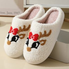 Christmas Home Slippers Cute Cartoon Santa Claus Cotton Slippers For Women And Men Couples Winter Warm Furry Shoes (Option: Fox-38or39)