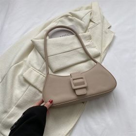 Western Style Shoulder Texture Crossbody Underarm Small Square Bag (Color: Khaki)