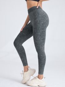 V-Back Scrunch Butt Workout Leggings, Women Seamless Gym Yoga Leggings High Waist Active Yoga Pants, Yoga Leggings High Waist Active Yoga Pants (Option: Grey-S)