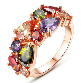 Shiny Zircon Hypoallergenic Necklace Earrings Ring Set (Option: Ring-7)