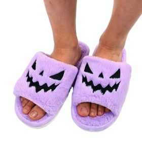 Halloween Shoes Winter Cute Warm Home Slippers Women (Option: Purple-Size43)