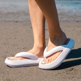 Outdoor Seaside Beach Thick Bottom Flip Flops (Option: White-42to43)