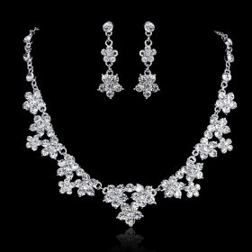 Bridal accessories wholesale, bridal three sets necklace, European and American wedding accessories, wedding jewelry set wholesale (Option: Earrings)
