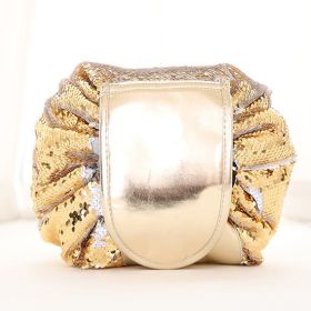 Animal Printing Large Capacity Drawstring Lazy Cosmetic Storage Bag (Option: Sequins gold)