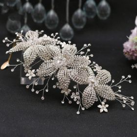 Flower Rhinestone Hair Accessories Bridal Wedding Hair Band (Color: Silver)