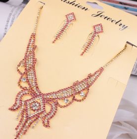 X526 low clearance sale, European and American exaggerated butterfly necklace, Earrings Set Bridal Jewelry (Color: Red)