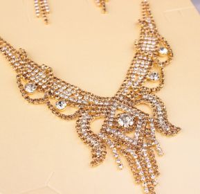 X526 low clearance sale, European and American exaggerated butterfly necklace, Earrings Set Bridal Jewelry (Color: Champagne)