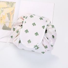 Animal Printing Large Capacity Drawstring Lazy Cosmetic Storage Bag (Option: White cactus)