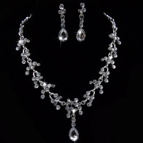 Europe and the United States foreign trade new bride, wedding jewelry, earrings, necklace set, wedding jewelry accessories, fast selling explosion fem (Color: White)