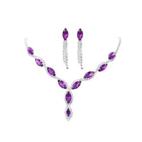 Amazon Burst Red Suit, Bridal Necklace, Wedding Jewelry, Big Diamond Jewelry Factory Direct Sales (Color: Purple)