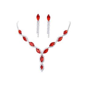 Amazon Burst Red Suit, Bridal Necklace, Wedding Jewelry, Big Diamond Jewelry Factory Direct Sales (Color: Red)