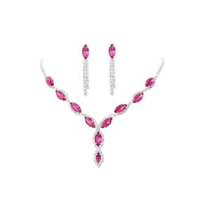 Amazon Burst Red Suit, Bridal Necklace, Wedding Jewelry, Big Diamond Jewelry Factory Direct Sales (Color: Pink)