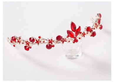 Bridal jewelry, red necklace, earrings, three sets of toast, clothing accessories wholesale (Option: Crown)
