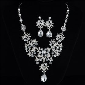Necklace Earrings Temperament Wedding Accessories Women (Color: White)