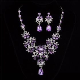Necklace Earrings Temperament Wedding Accessories Women (Color: Purple)
