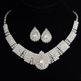 Europe And The United States Exaggerated Full Drill Bridal Suite Necklace (Color: White)