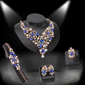 Four-piece Bridal Clothing Accessories Necklace Earrings (Option: Bule)