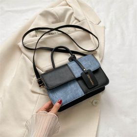 Popular Fashion Stitching Texture Portable Shoulder Messenger Bag (Color: Black)