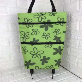 2 in 1 Foldable Shopping Cart with Wheels Premium Oxford Fabric Multifunction Shopping Bag Organizer High Capacity (Color: Green)