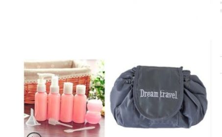 Animal Printing Large Capacity Drawstring Lazy Cosmetic Storage Bag (Option: Bottle bottling+gray)
