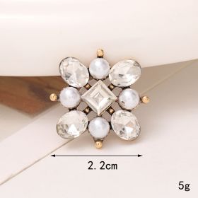 Jeans Button Hole Shoes Diy Accessories Bright Crystal Classic Style Ornament Accessories Upper Pearl Flower (Option: C443-Transparent)