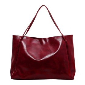 Women's Large Capacity Fashion Cattlehide Leather Shoulder Handbag (Color: Red)