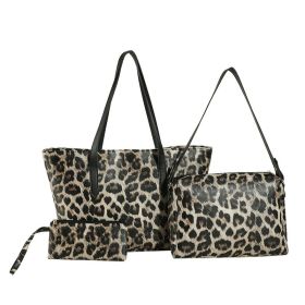 Large Capacity Leopard Print Tote Three-piece Set (Option: Leopard Brown)