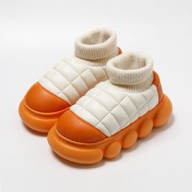 Heel Indoor Warmth Outdoor Snow Boots Lovers Thick Soled Cotton Shoes Mens Autumn And Winter (Option: Caramel-38to39)