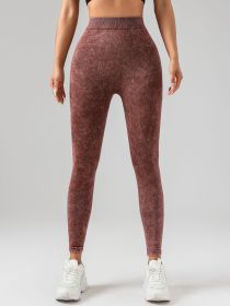 V-Back Scrunch Butt Workout Leggings, Women Seamless Gym Yoga Leggings High Waist Active Yoga Pants, Yoga Leggings High Waist Active Yoga Pants (Option: Coffee-S)