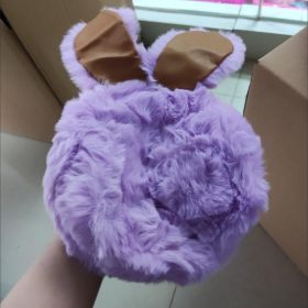 Plush Bag Faux Fur Rabbit Ear Clip (Color: Purple)