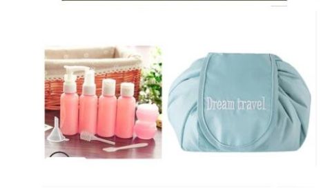 Animal Printing Large Capacity Drawstring Lazy Cosmetic Storage Bag (Option: Bottle bottling+blue)