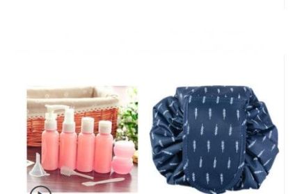 Animal Printing Large Capacity Drawstring Lazy Cosmetic Storage Bag (Option: Bottle bottling+feather)