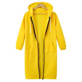 Hooded Long Sleeve Sweater Fleece Long Jacket (Option: Yellow-5XL)