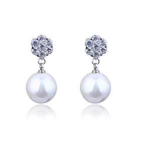 Long star and moon earrings (Option: Round platinum)