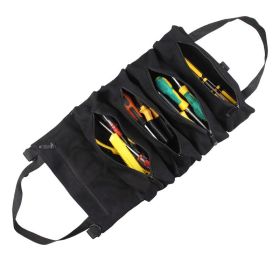 Car 16 Ann Canvas Tool Hanging Bag Car Storage Bag Electrician Bag Hardware Car Tool Bag (Color: Black)