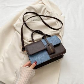Popular Fashion Stitching Texture Portable Shoulder Messenger Bag (Color: Coffee)