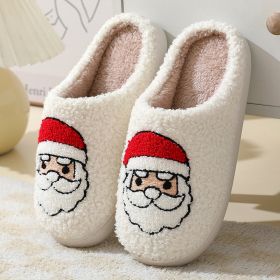 Christmas Home Slippers Cute Cartoon Santa Claus Cotton Slippers For Women And Men Couples Winter Warm Furry Shoes (Option: Santa Claus-40or41)