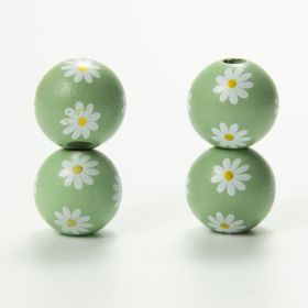Source Factory Small Daisies Colorful Wood Beads Hemp Rope Flow Hematwood Bead String Handmade (Option: Light green-16MM)