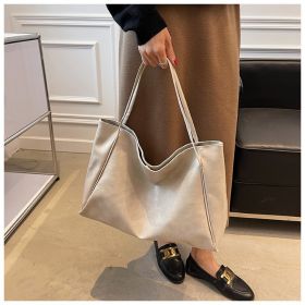 Women's Large Capacity Fashion Cattlehide Leather Shoulder Handbag (Color: White)