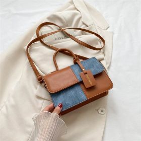 Popular Fashion Stitching Texture Portable Shoulder Messenger Bag (Color: Brown)
