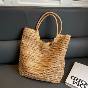 Women's Fashion Large Capacity Straw Bag (Color: Brown)