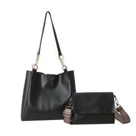 Two-piece Set Large Capacity Totes Work Commuter Texture (Option: Black Sets)